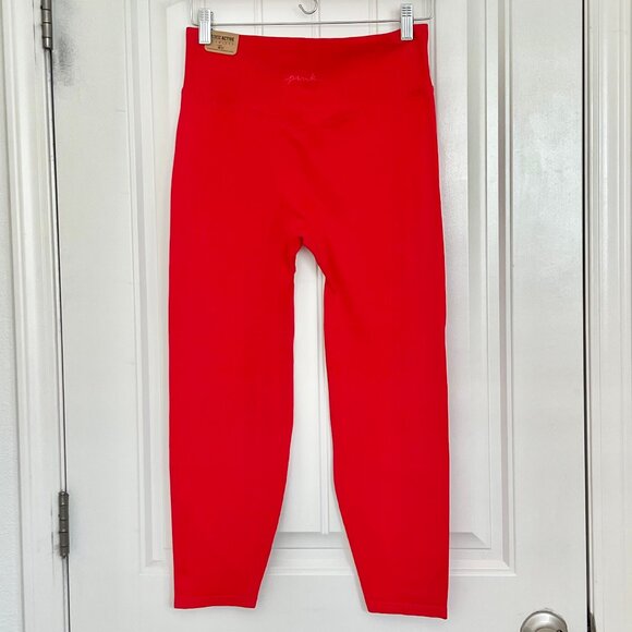 NWT Victoria's Secret PINK Active Seamless 7/8 Waistband Pocket Red Leggings Lg - Picture 4 of 12
